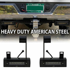 Race Sport Lighting 2020-Current Chevy GMC 2500 3500 Hitch Bar Reverse 7in LED Flood Lighting Heavy Duty Bolt-On Blacked Out Kit with Heated Lens and Dual End Light Cap GMHB20UP