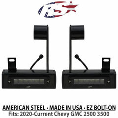 Race Sport Lighting 2020-Current Chevy GMC 2500 3500 Hitch Bar Reverse 7in LED Flood Lighting Heavy Duty Bolt-On Blacked Out Kit with Heated Lens and Dual End Light Cap GMHB20UP