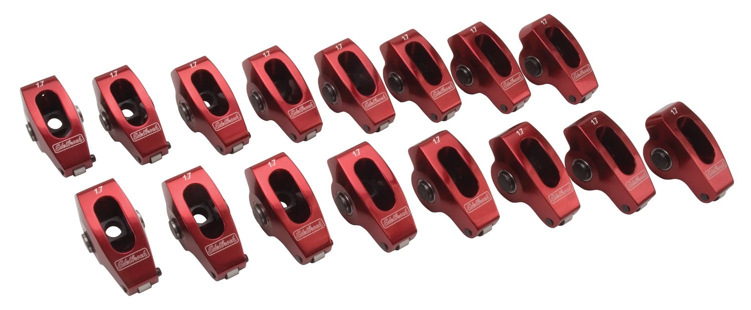 Edelbrock 77790 Red Roller Rockers for Big-Block Chevy 7/16 stud and W 348/409 1.7:1 (Qty 16)
