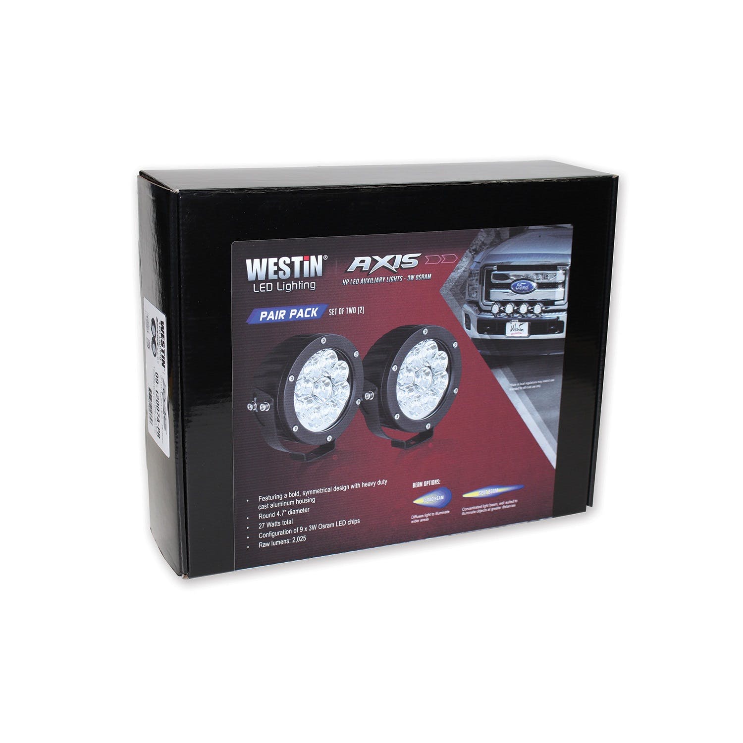 Westin Automotive 09-12007B-PR LED Auxiliary Light 4.75 inch Round Flood with 3W Osram (Set of 2)