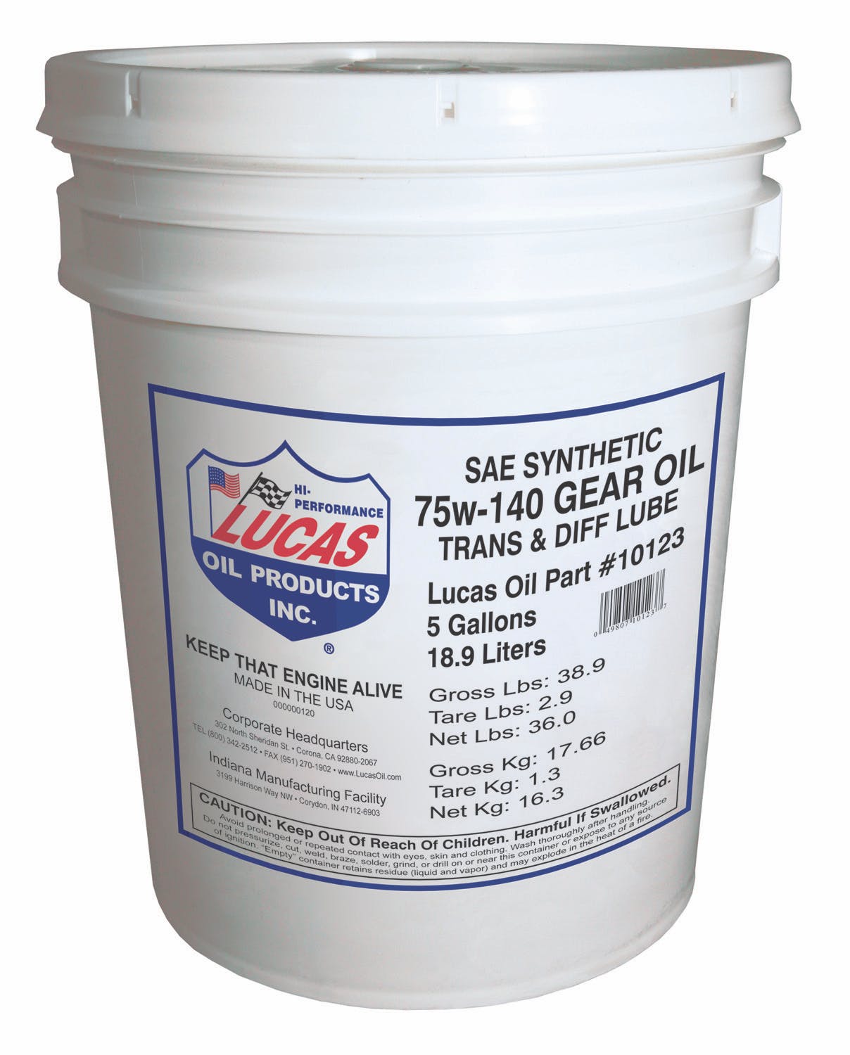 Lucas OIL Synthetic SAE 75W-140 Trans & Diff Lube 10123