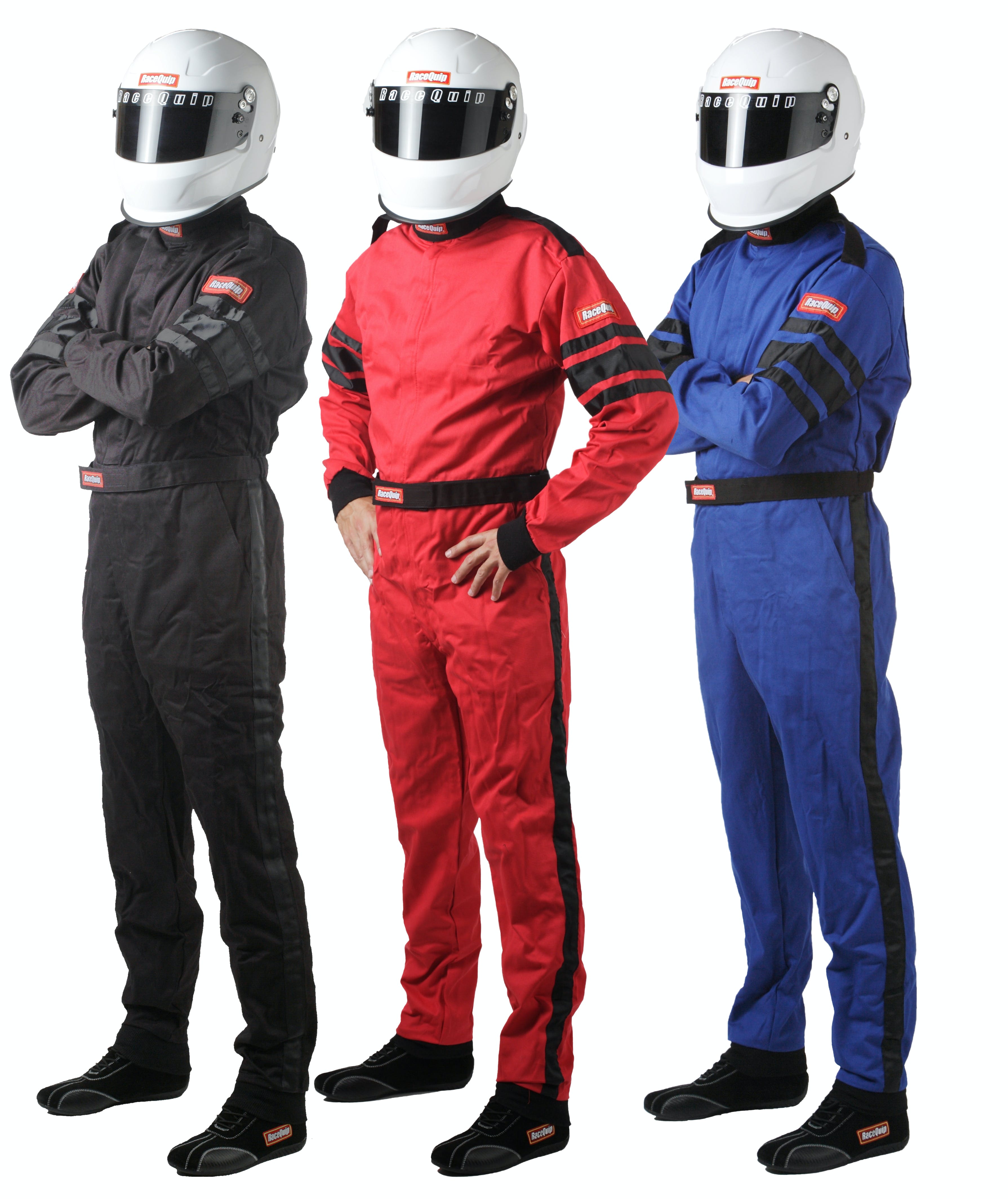 RaceQuip 110005 SFI-1 Pyrovatex One-Piece Single-Layer Racing Fire Suit (Black, Large)