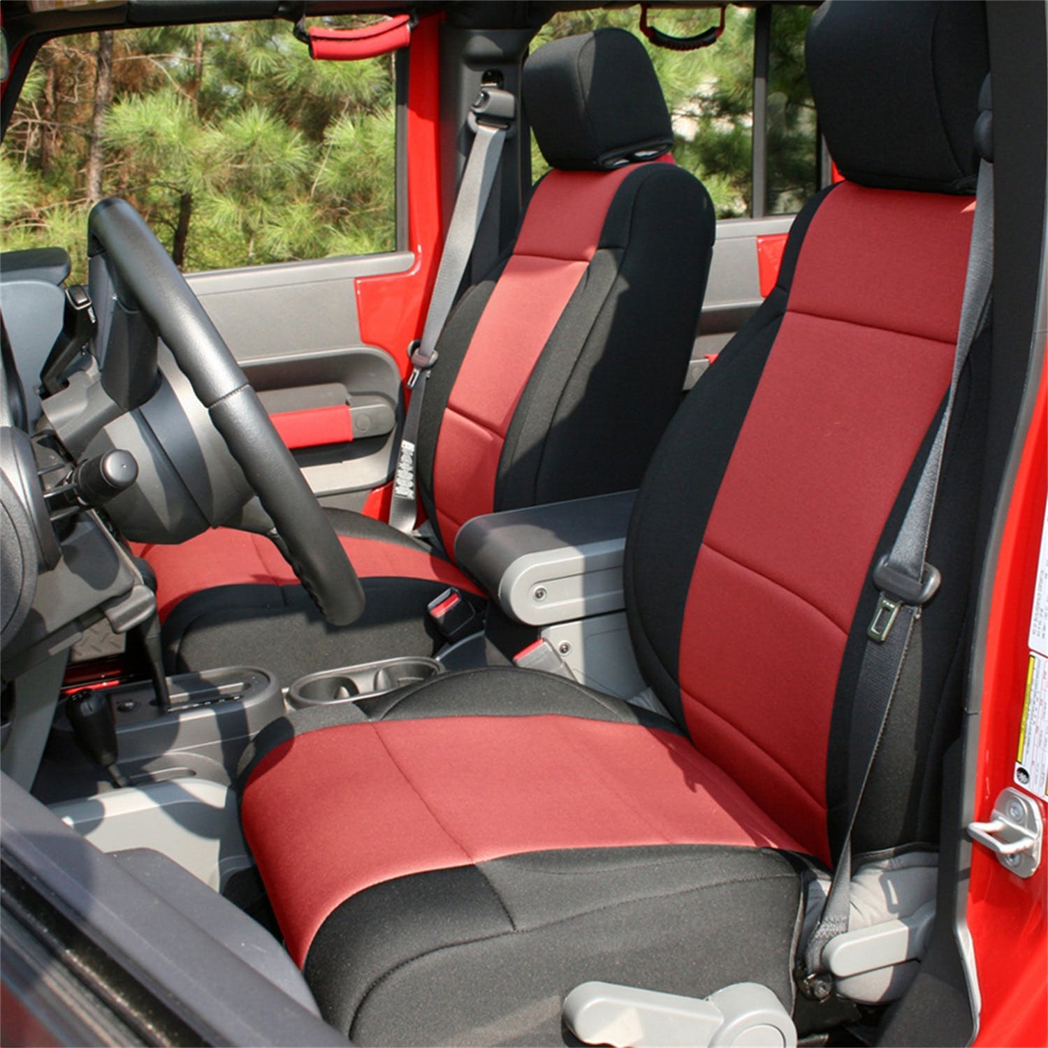 Rugged Ridge 13294.53 Seat Cover Kit, Black/Red