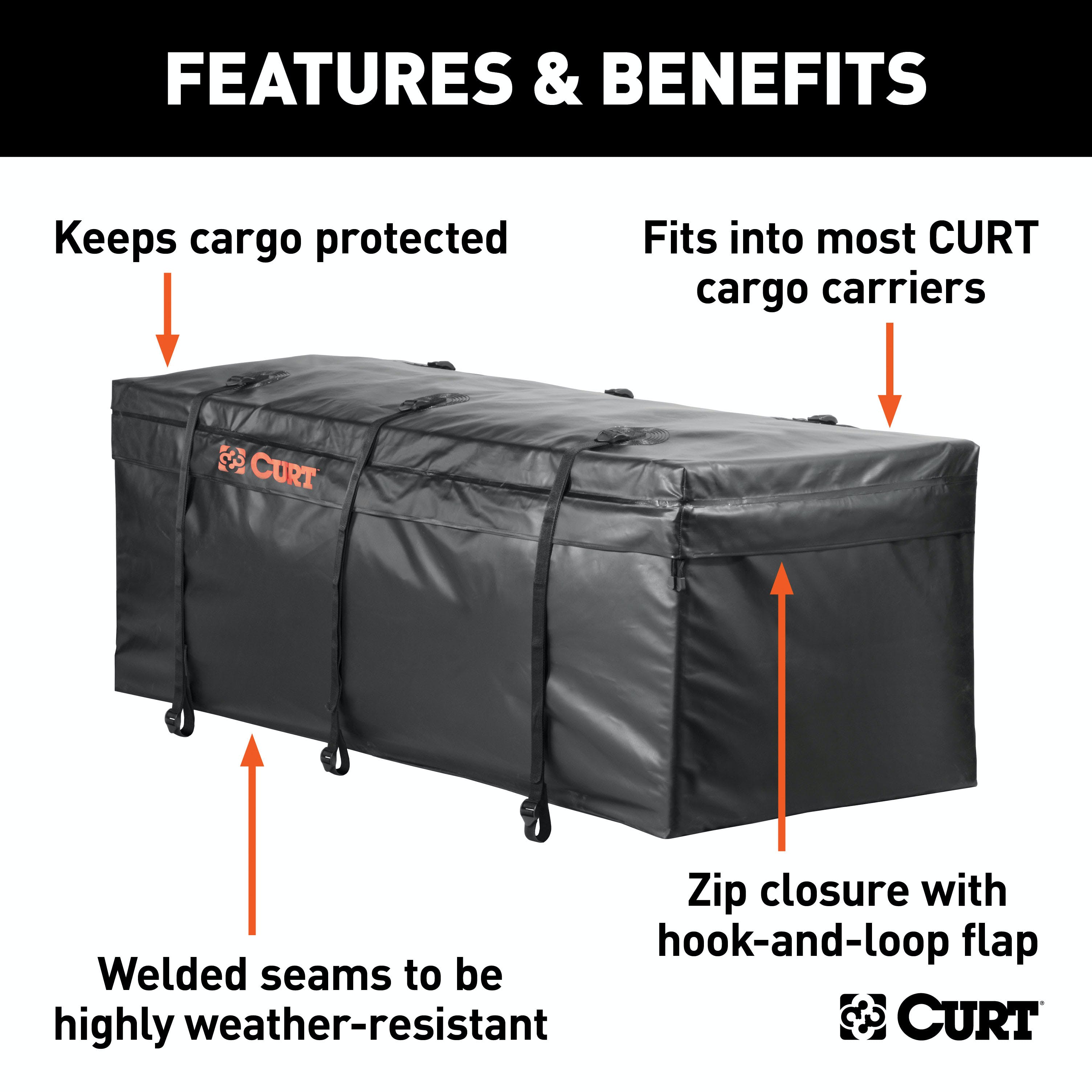 CURT 18211 56 x 22 x 21 Weather-Resistant Vinyl Cargo Bag