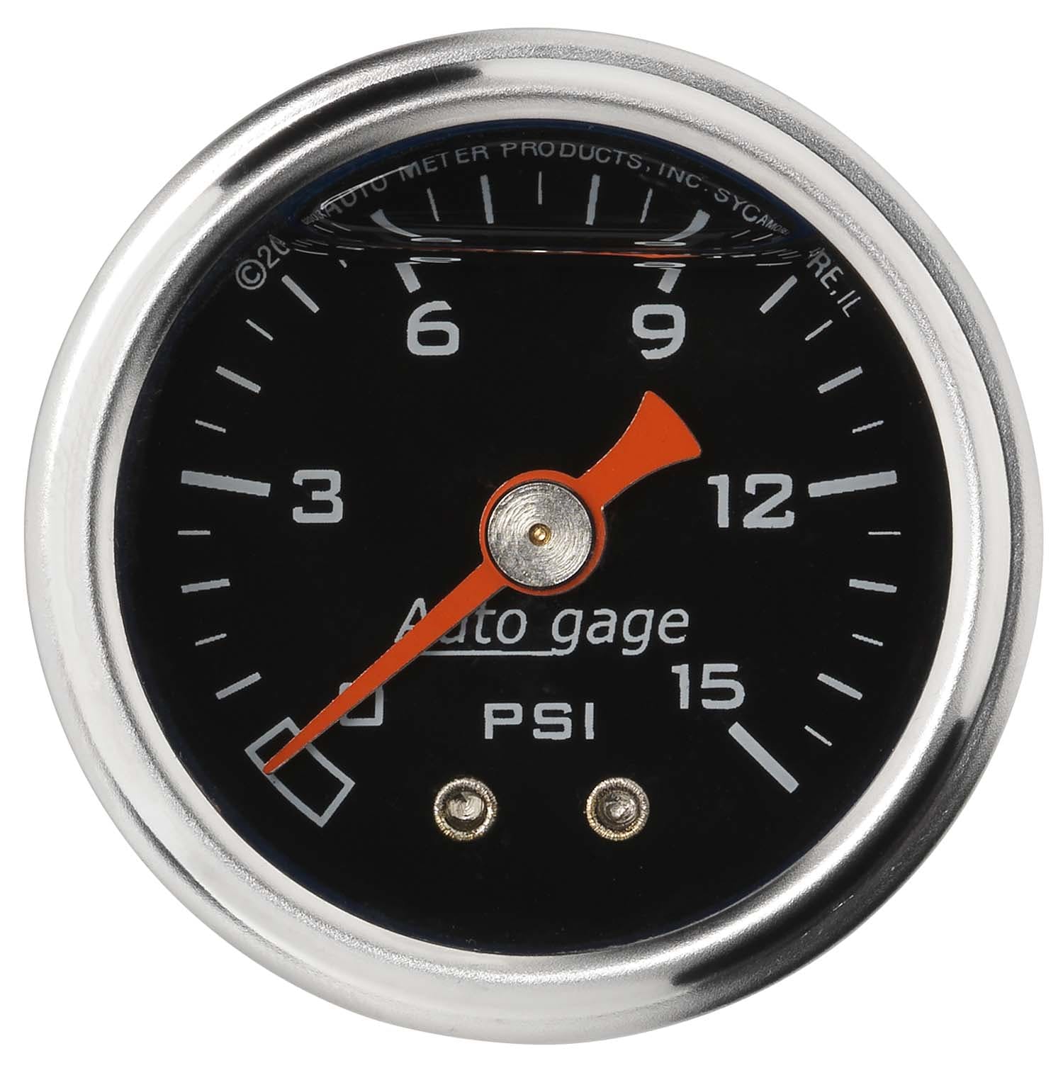 AutoMeter Products 2172 Auto Gage Series Dampened-Movement Pressure Gauge (Black, 0-15 PSI, 1-1/2 in.)