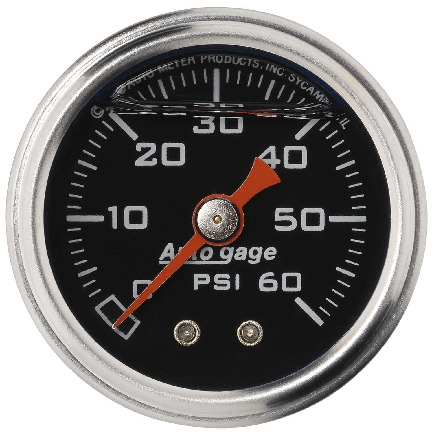 AutoMeter Products 2173 Auto Gage Series Dampened-Movement Pressure Gauge (Black, 0-60 PSI, 1-1/2 in.)