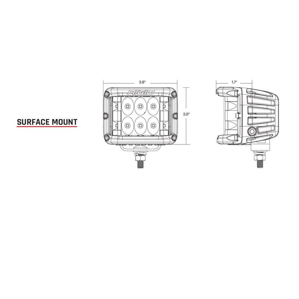RIGID Industries 262213 Dually Side Shooter PRO LED Spot Light, Surface Mount