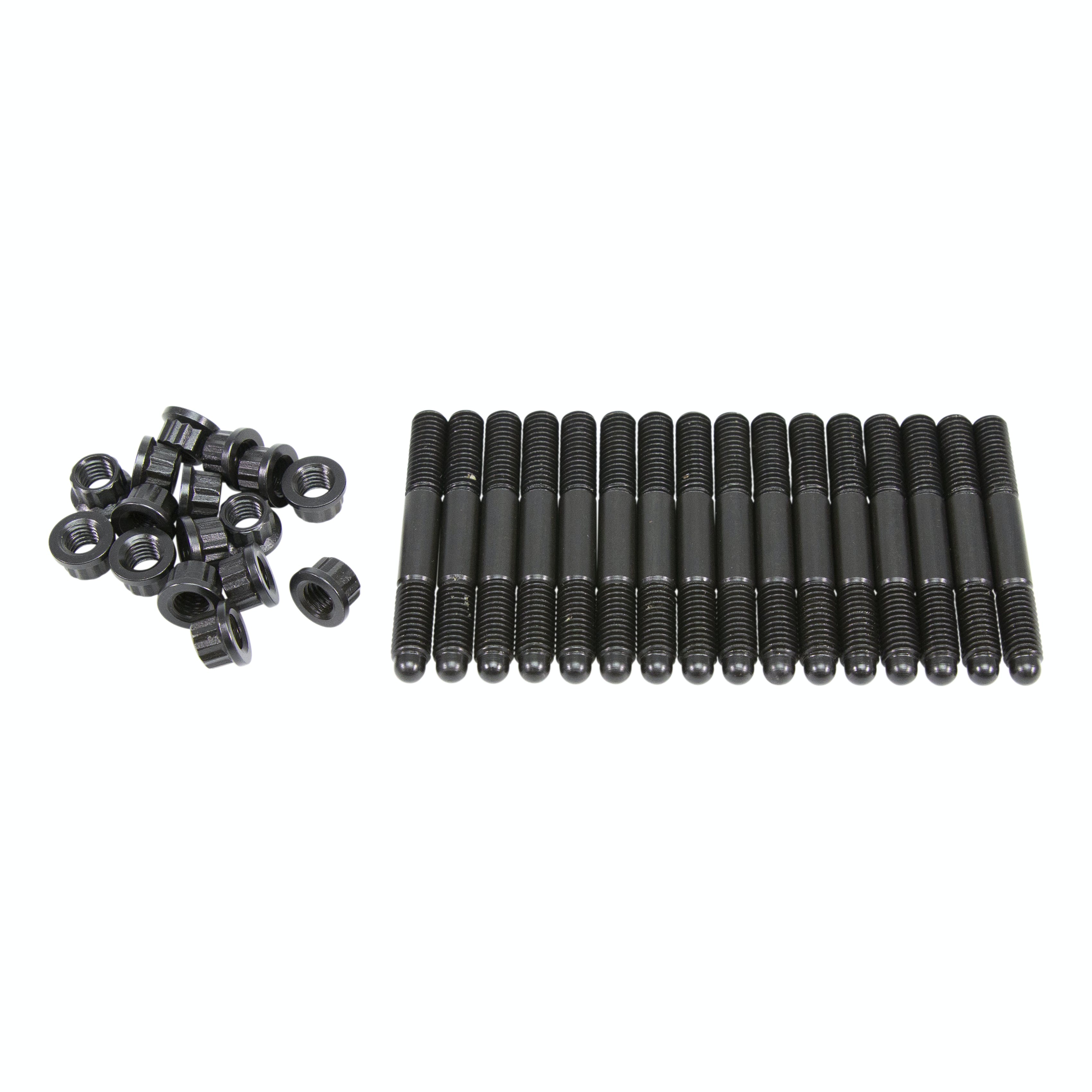 Competition Cams 4582-KIT M8x1.25 threads on both sides. 65mm Overall Stud Length. 12 Point flange nuts