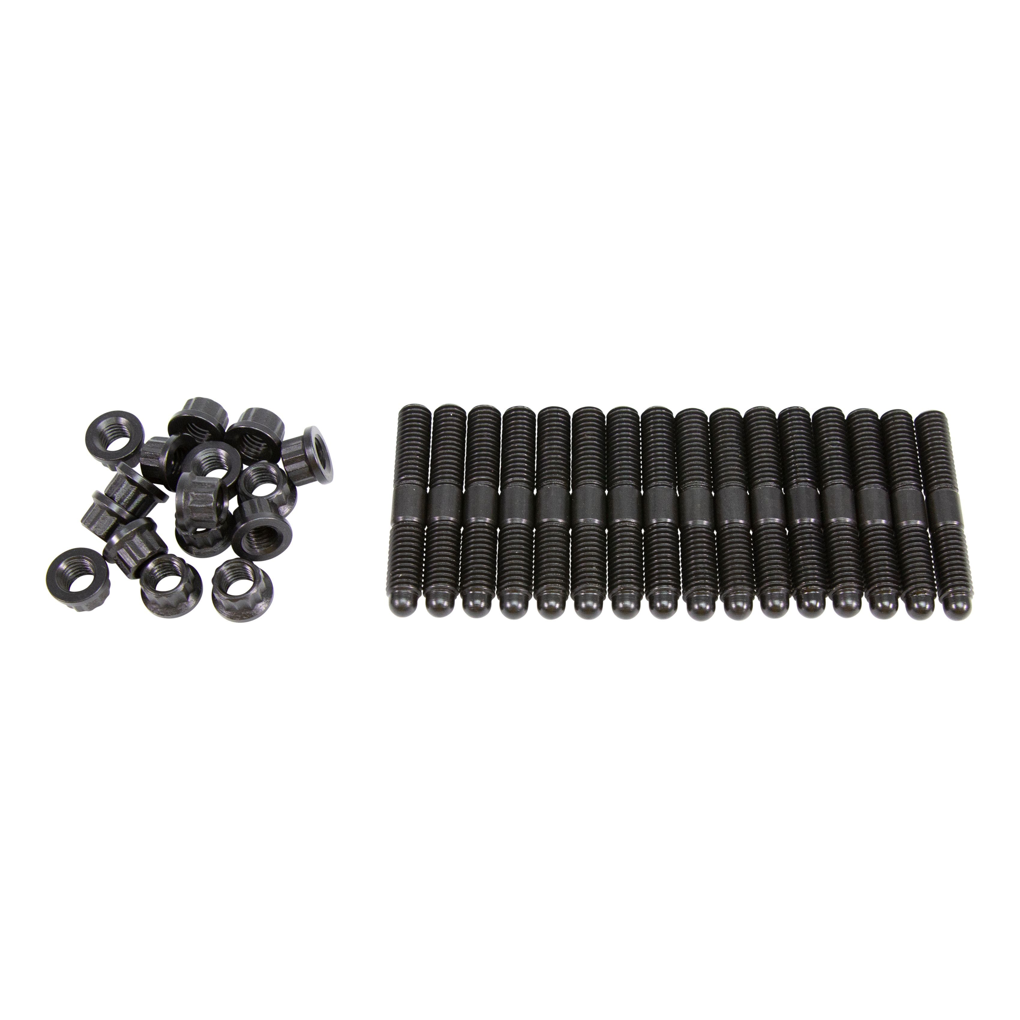 Competition Cams 4587-KIT M8x1.25 threads on both sides. 52mm Overall Stud Length. 12 Point flange nuts