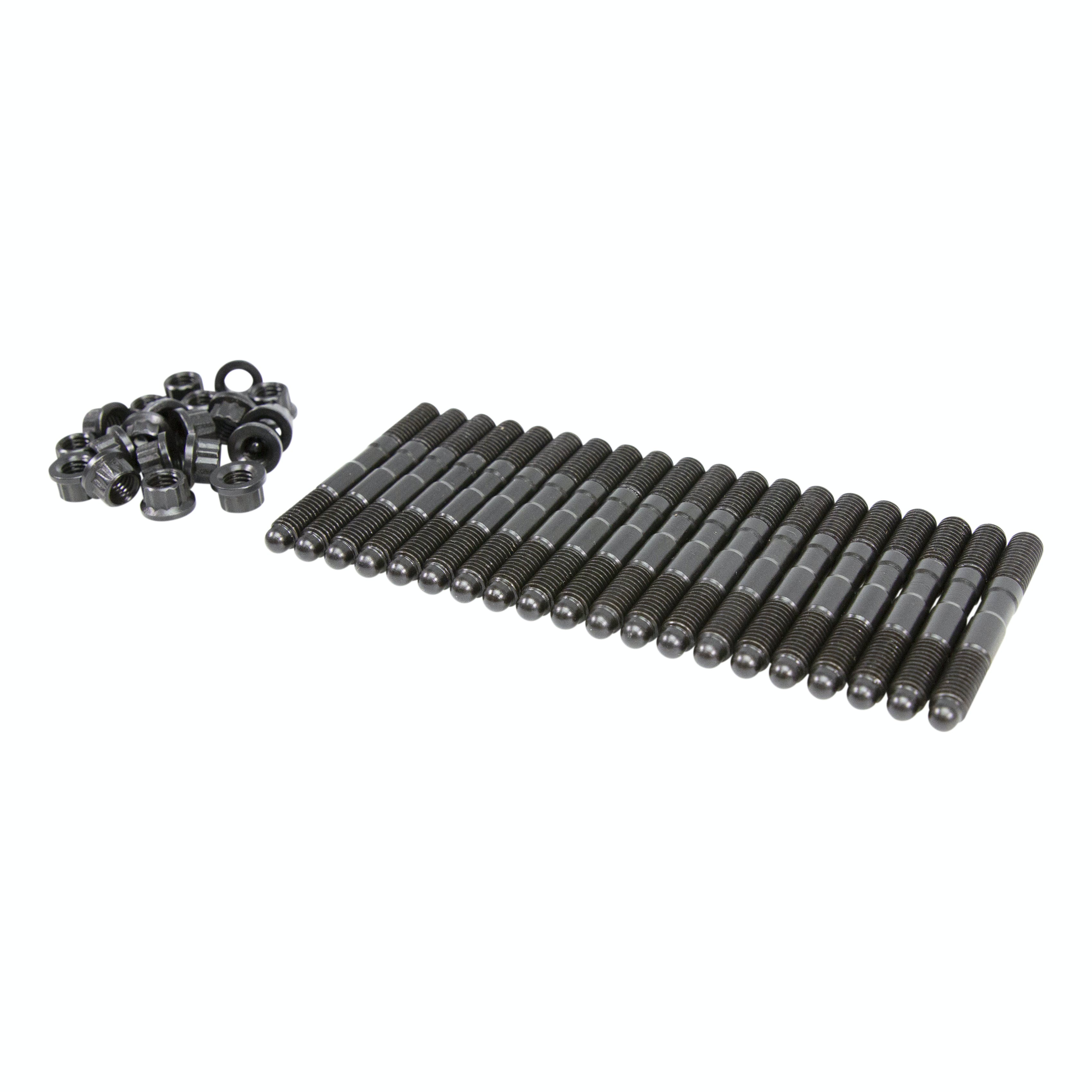 Competition Cams 4589-KIT M8x1.25 threads on both sides. 67mm Overall Thread Length. 12 Point flange nuts