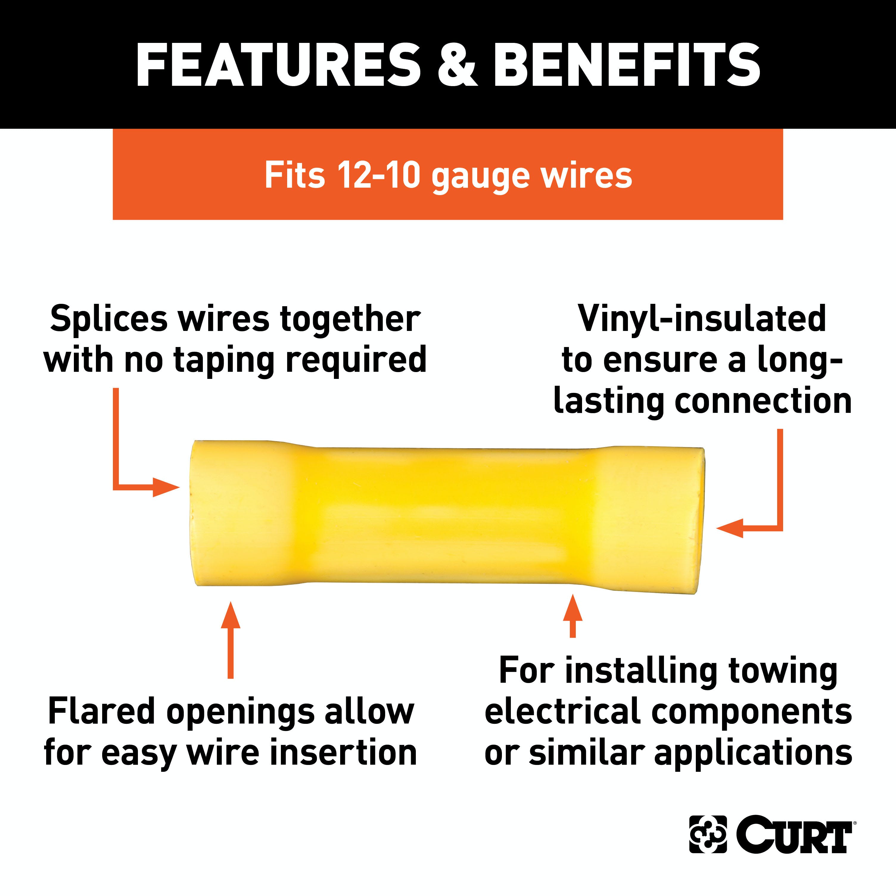 CURT 59423 Butt Connectors (12-10 Wire Gauge, 100-Pack)