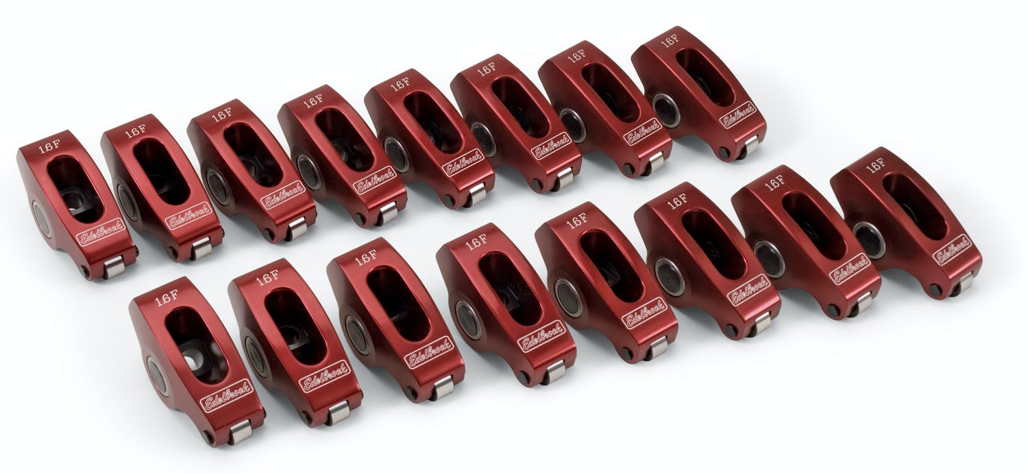 Edelbrock 77780 Red Roller Rockers for Small-Block Ford 3/8 stud 1.6:1 (Qty 16)
