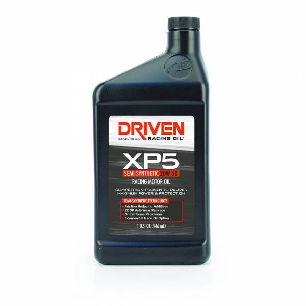 Driven Racing Oil 00906 XP5 20W-50 Semi-Synthetic Racing Oil (1 qt. bottle)