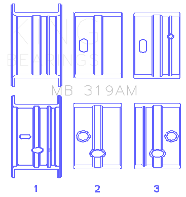 King Engine Bearings Inc MB 319AM 010 MAIN BEARING SET For JEEP WILLYS