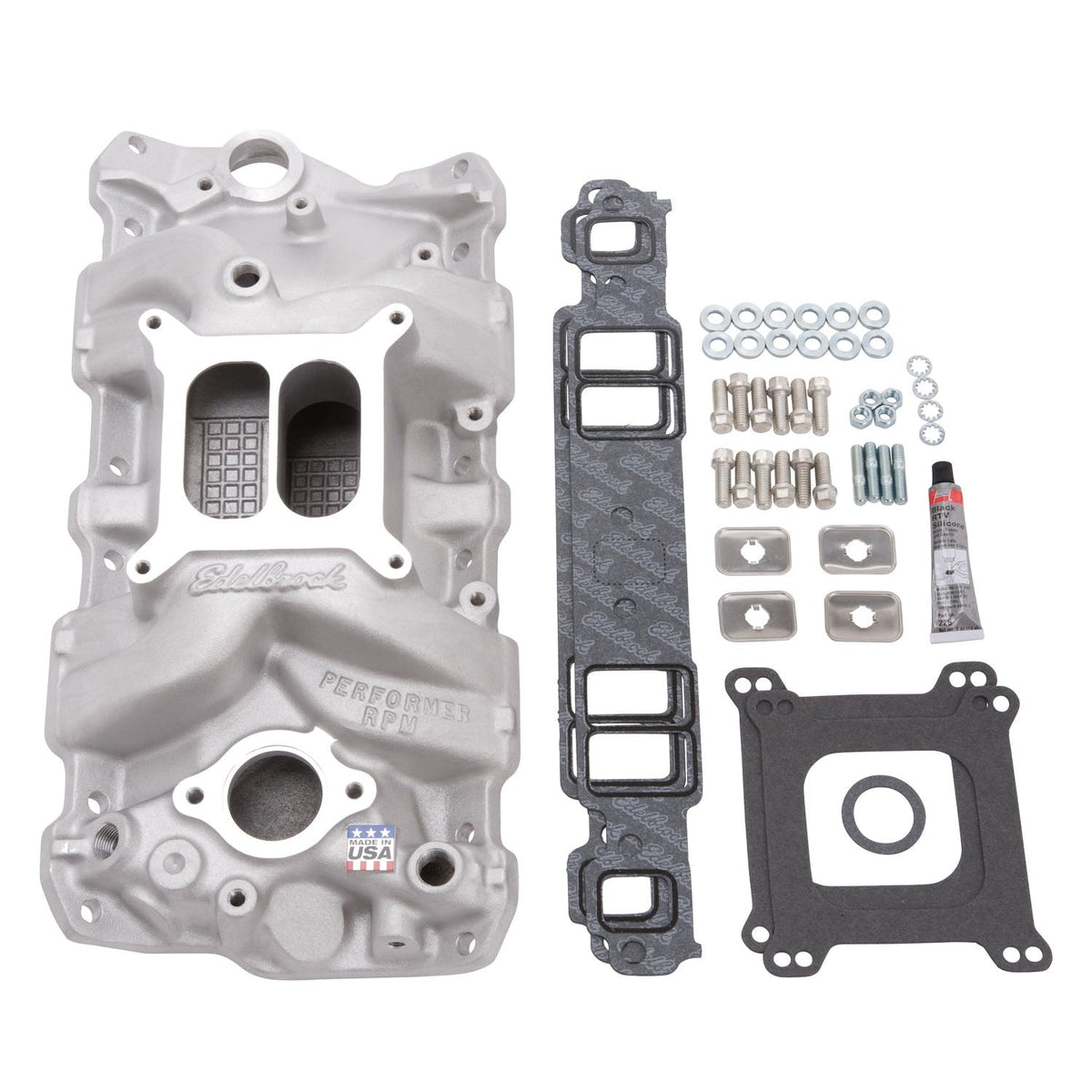 Edelbrock 2041 MANIFOLD INSTALL KIT PERF RPM SBC 1957-86 NATURAL FINISH