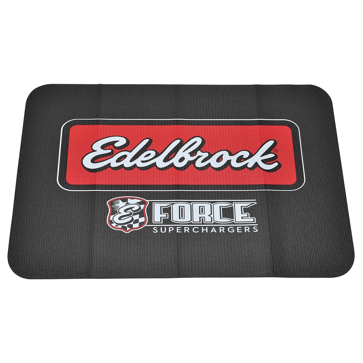 Edelbrock 2323 E-Force Fender Cover, PVC Foam Mat, 2 color printed Edelbrock Racing logo