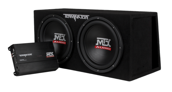 MTX audio DUAL 12" 1000-WATT RMS VENTED ENCLOSURE AND MONO BLOCK AMPLIFIER