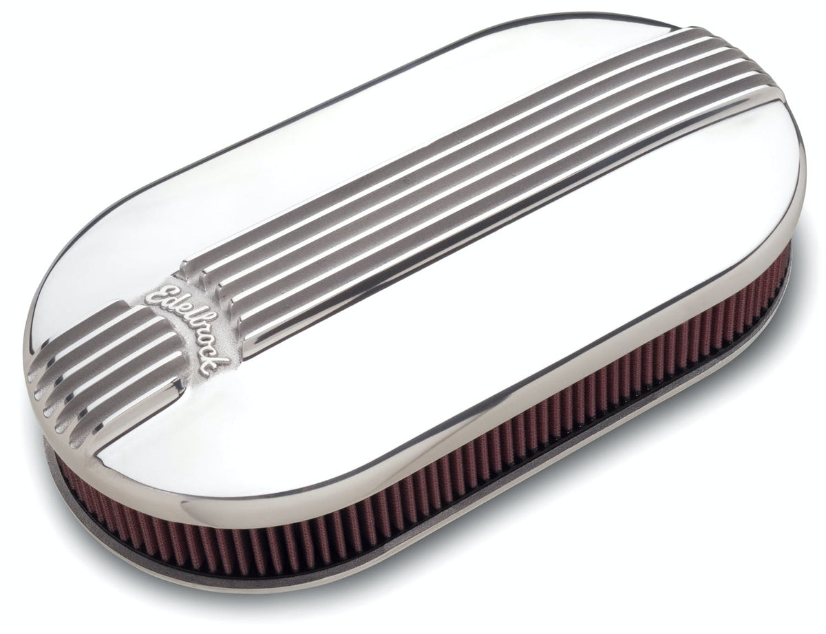Edelbrock 4119 POLISHED A/C CLASSIC FINNED DUAL CARB LG OVAL