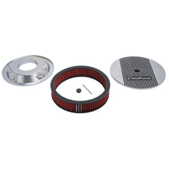 Edelbrock 4266 Elite 2 Series Polished 14 Round Air Cleaner - 3 Pro-Flo Element (Deep Flange)