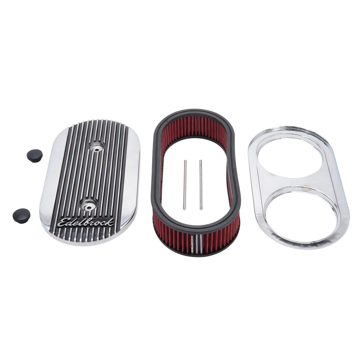 Edelbrock 4272 Elite 2 Series Polished Oval Air Cleaner for Edelbrock Dual-Quads