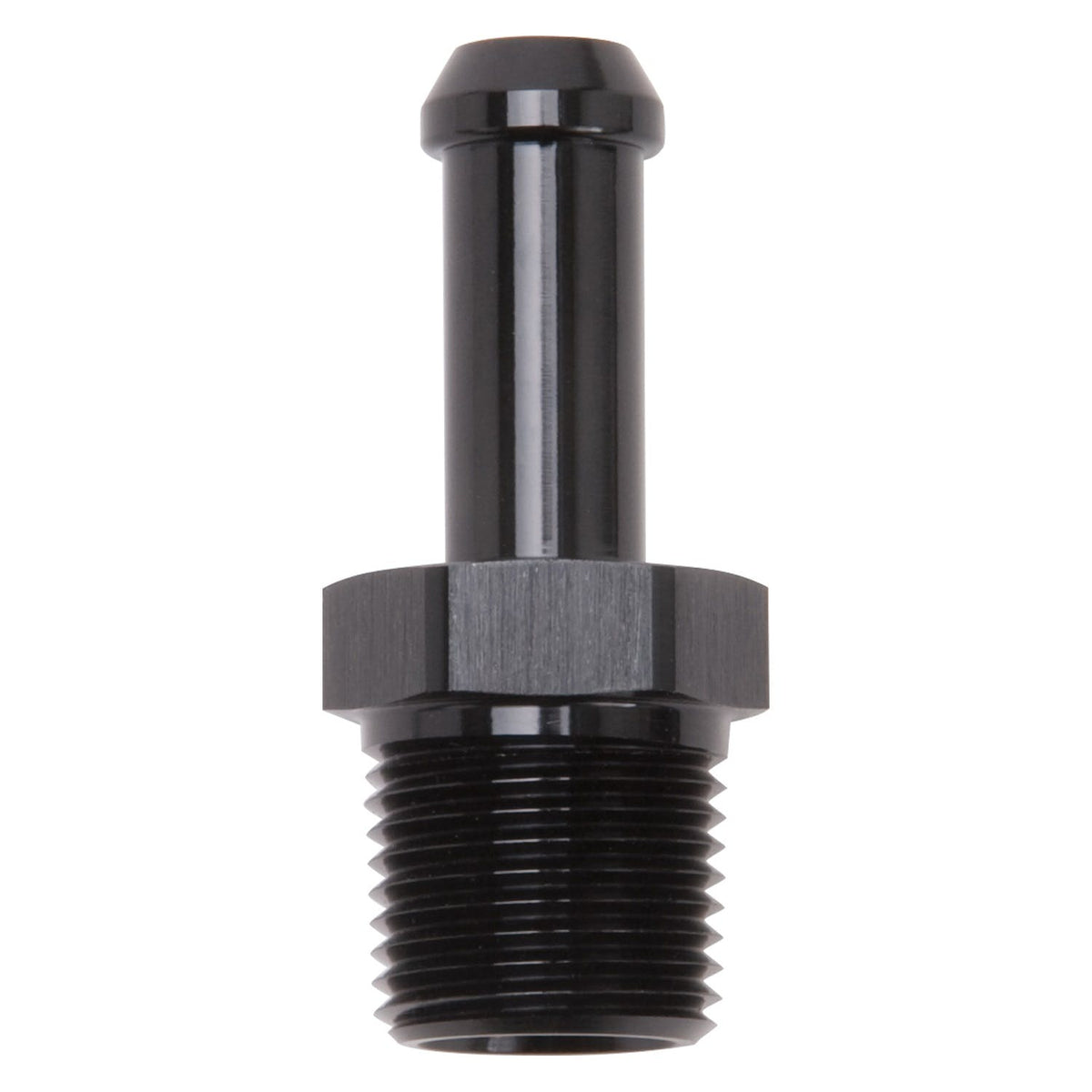 Edelbrock 8117 HOSE END STRAIGHT 3/8 NPT TO 3/8 BARB BLACK ANODIZED