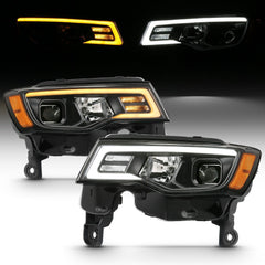 AnzoUSA 111419 Projector Headlights with Plank Style Switchback Chrome with Amber