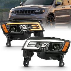 AnzoUSA 111419 Projector Headlights with Plank Style Switchback Chrome with Amber