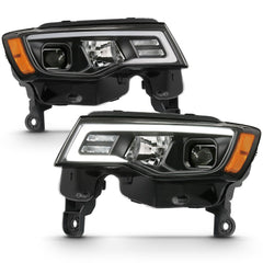 AnzoUSA 111419 Projector Headlights with Plank Style Switchback Chrome with Amber