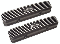 Edelbrock 41453 V/C CLASSIC FINNED ALUM SBC BLK POWDER COATED TEXTURE FINISH