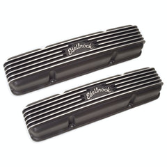 Edelbrock 41453 V/C CLASSIC FINNED ALUM SBC BLK POWDER COATED TEXTURE FINISH