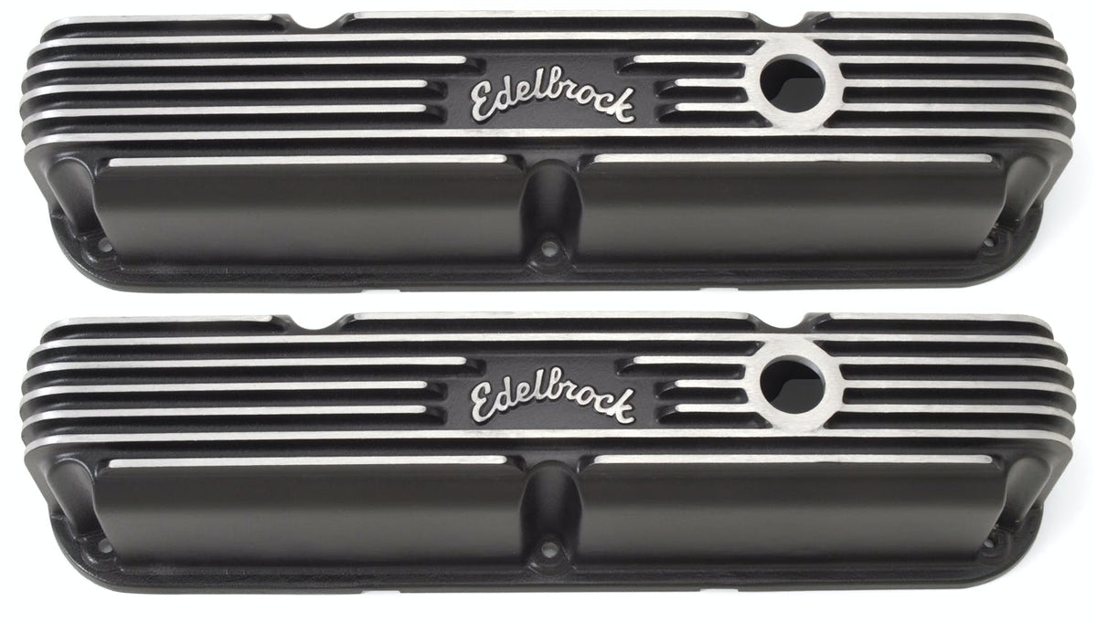 Edelbrock 41763 V/C CLASSIC FINNED ALUM SB CHRYSLER LA BLK FINISH
