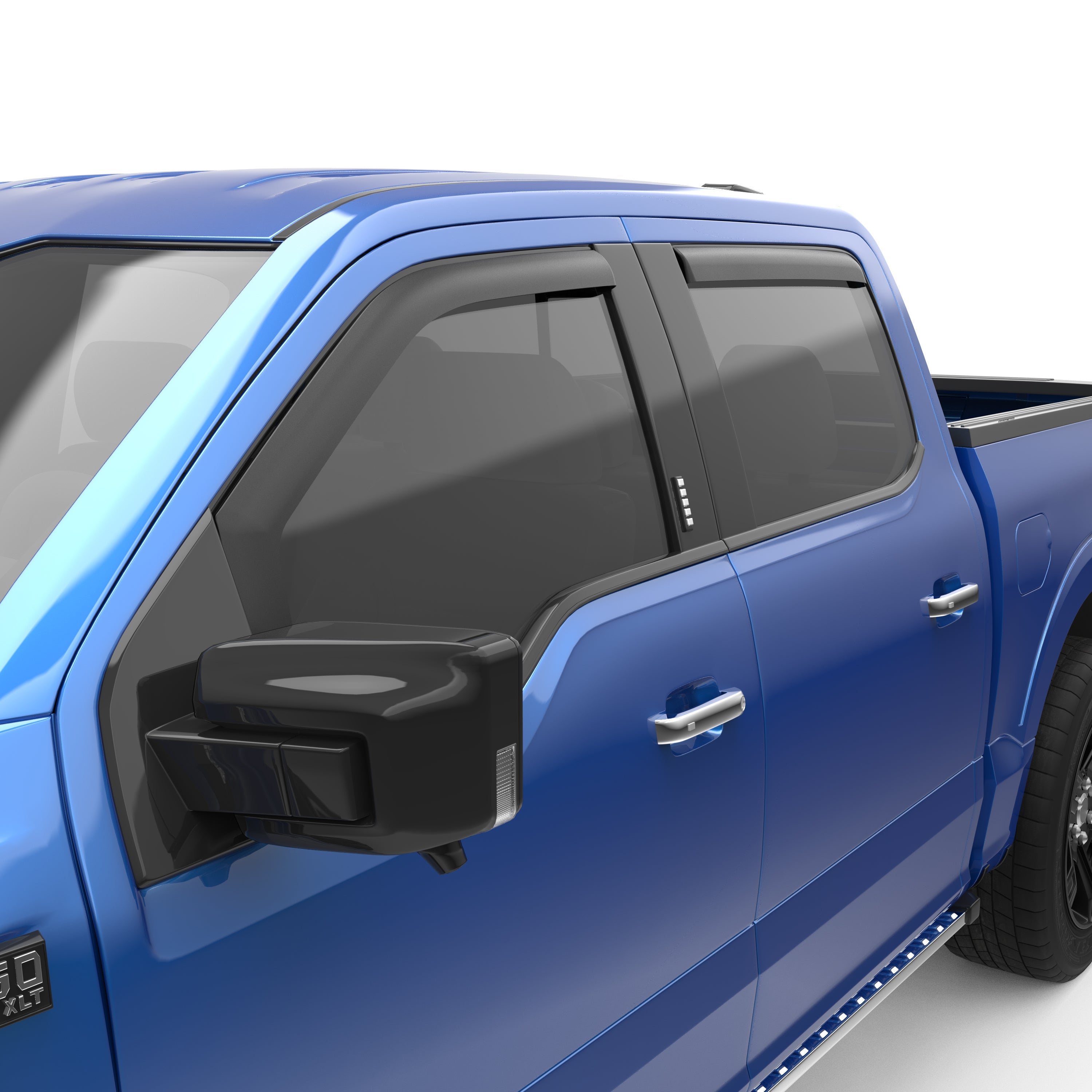 EGR in-channel window visors front & rear set matte black Crew Cab 15-22 Ford F-150 17-22 Ford F-250 & F-350 Super Duty