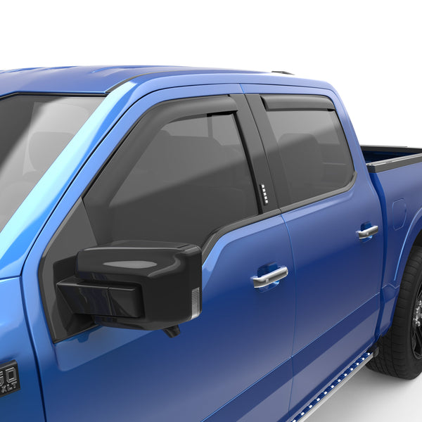 EGR in-channel window visors front & rear set matte black Crew Cab 15-22 Ford F-150 17-22 Ford F-250 & F-350 Super Duty