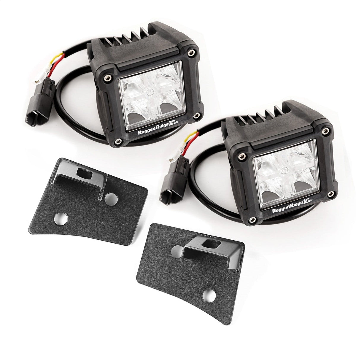 Rugged Ridge 11027.20 Windshield Brkt LED Kit; Text; Dual Cube; 07-17 Jeep Wrangler JK