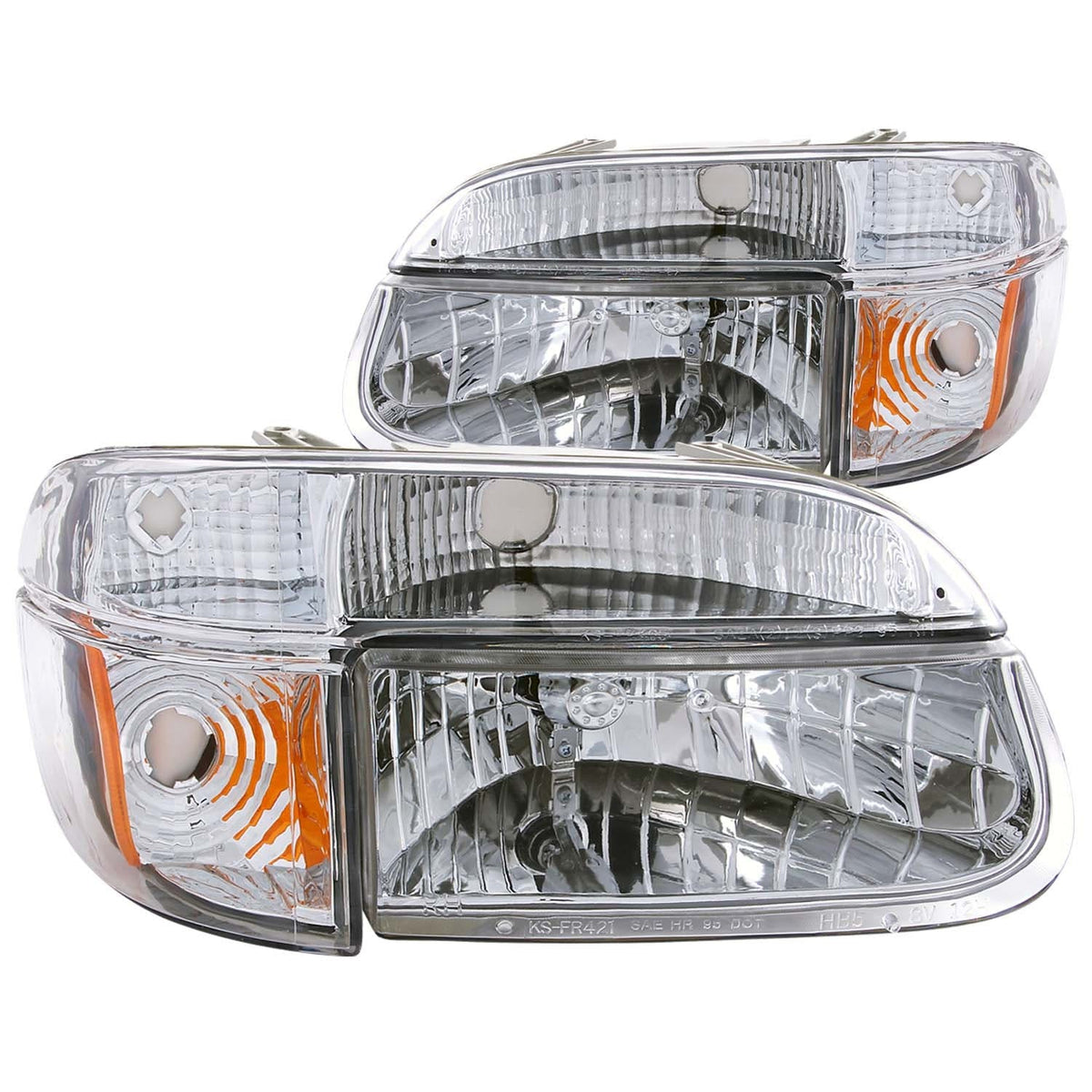 AnzoUSA 111040 Crystal Headlights Chrome with Corner Lights 2pc