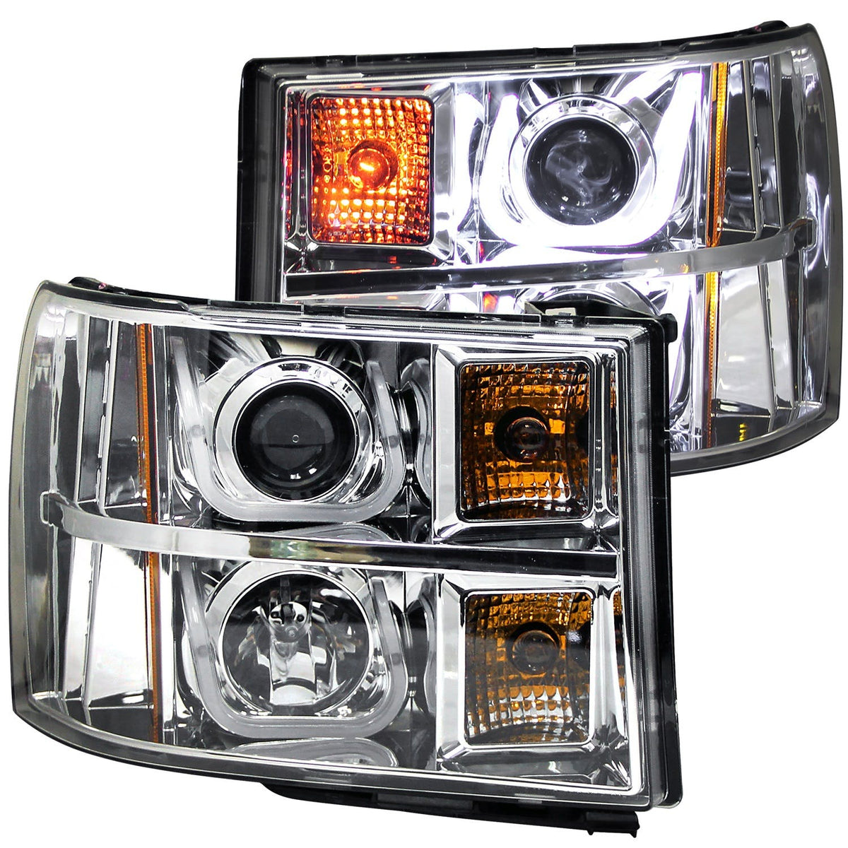 AnzoUSA 111283 Projector Headlights with U-Bar Chrome