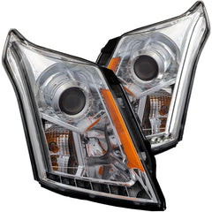 AnzoUSA 111307 Projector Headlights with Plank Style Design Chrome