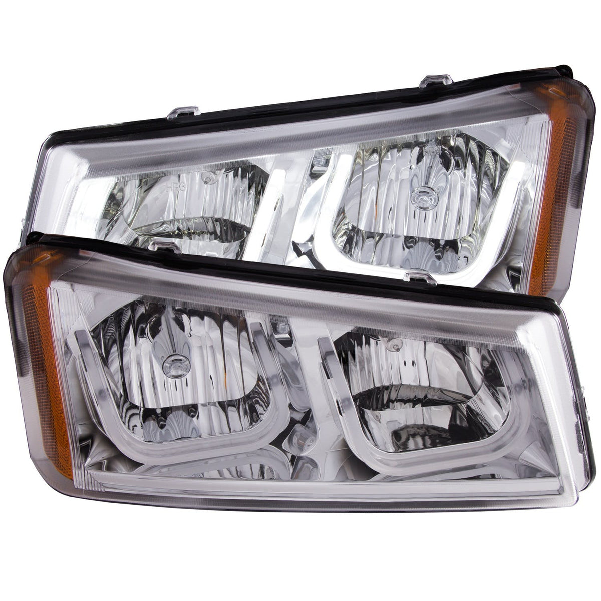 AnzoUSA 111313 Projector Headlights with U-Bar Chrome