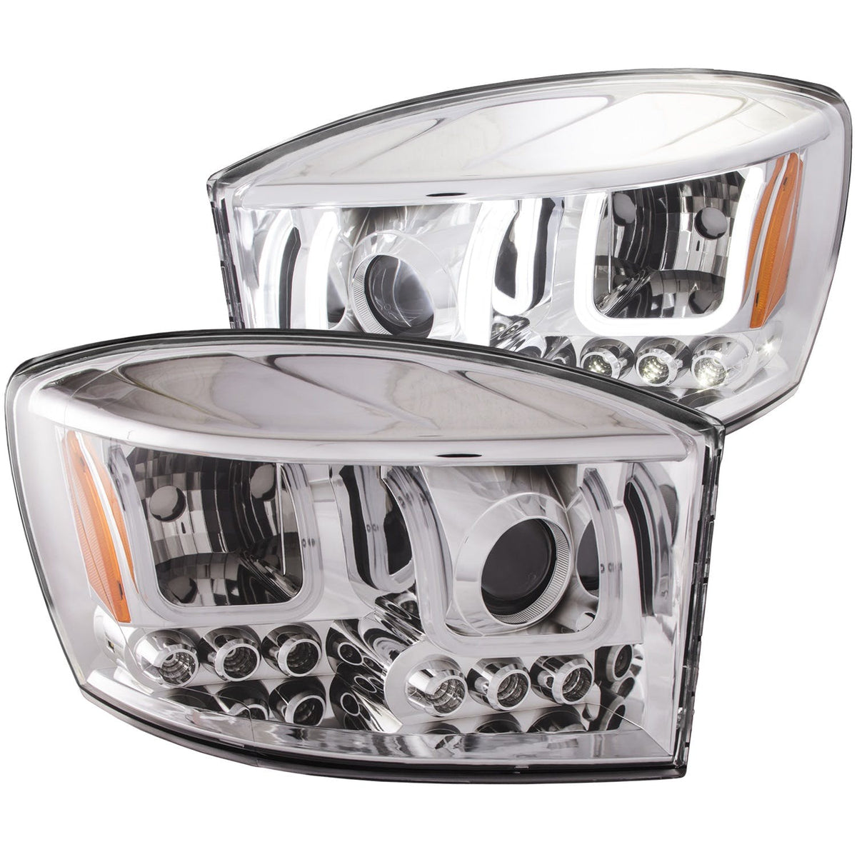 AnzoUSA 111315 Projector Headlights with U-Bar Chrome