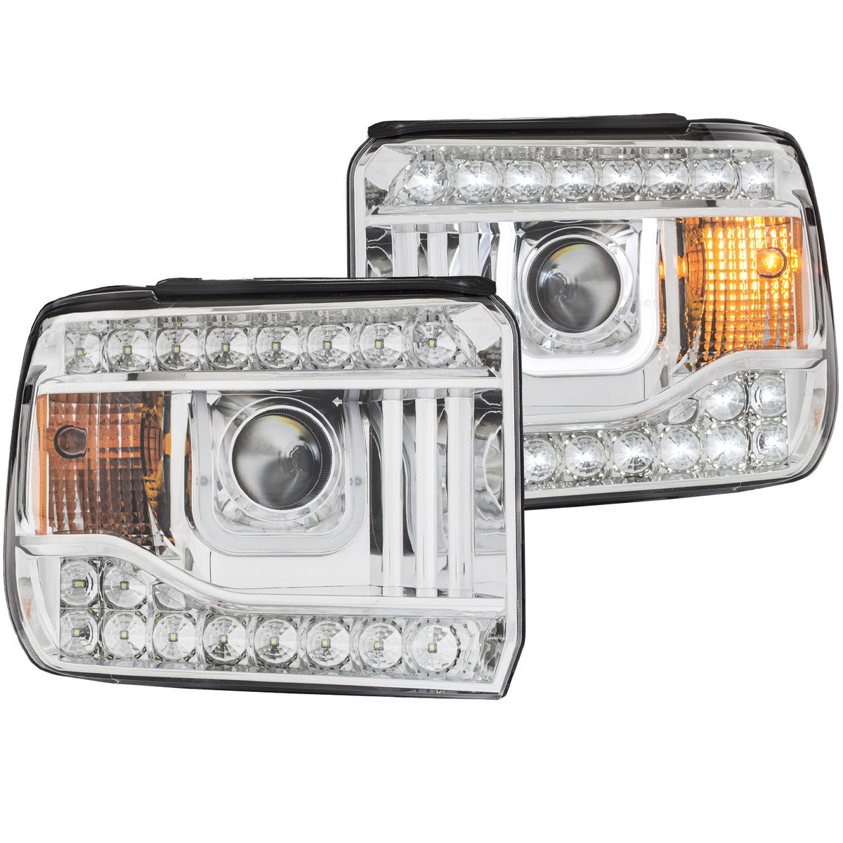 AnzoUSA 111317 Projector Headlights with U-Bar Chrome