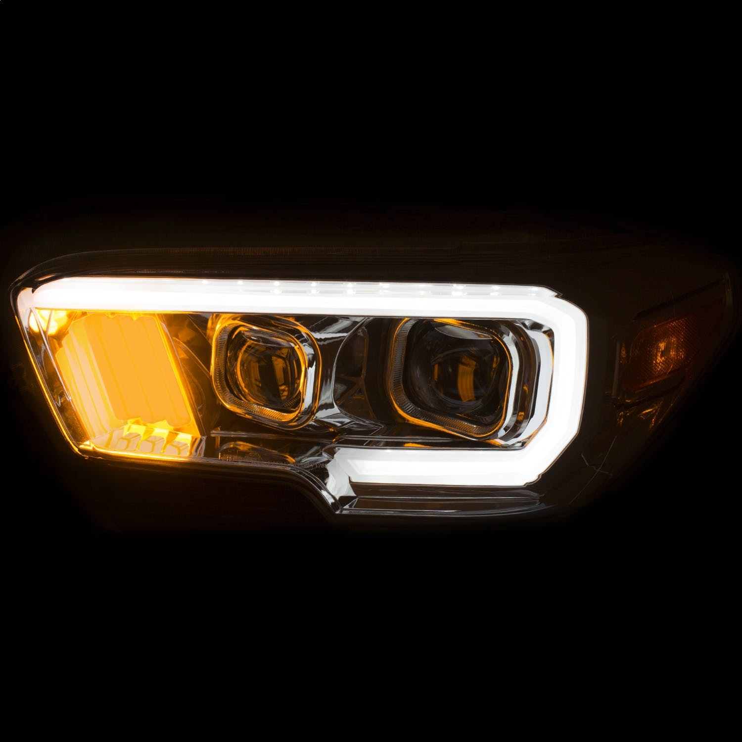 AnzoUSA 111378 Projector Headlights with Plank Style Design Chrome with Amber