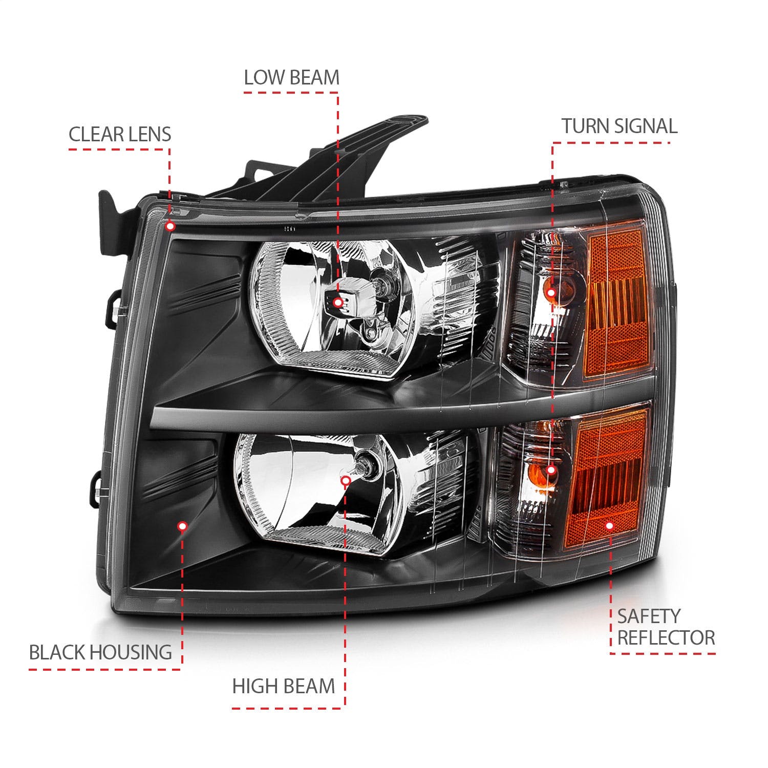 AnzoUSA 111393 Crystal Headlights Black