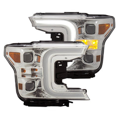 AnzoUSA 111401 LED Projector Headlights Plank Style Chrome with Switchback Amber Signal