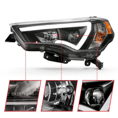 AnzoUSA 111416 Projector Headlights with Plank Style Switchback Black with Amber