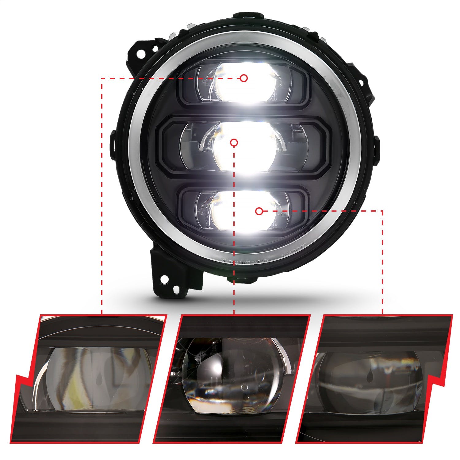 AnzoUSA 111466 Full Led Projector Headlights Black