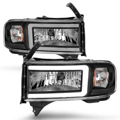 AnzoUSA 111554 Crystal Headlights with Light Bar Black Housing