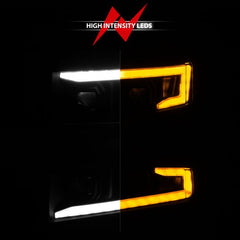AnzoUSA 111566-L CHEVY SILVERADO 1500 19-22 FULL LED PROJECTOR PLANK STYLE HEADLIGHTS SEQUENTIAL SIGNAL BLACK W/ INITIATION FEATURE LEFT SIDE ONLY FOR HALOGEN MODELS ONLY