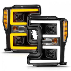 AnzoUSA 111577 FORD F-250/F-350/F-450 SUPER DUTY 17-19 FULL LED PROJECTOR SWITCHBACK PLANK HEADLIGHTS BLACK