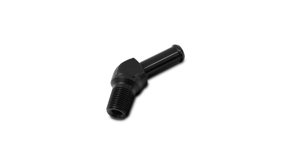 Vibrant Performance - 11227 - Male NPT to Hose Barb Adapter, 45 Degree; NPT Size: 3/8 in. Hose Size: 5/16 in.