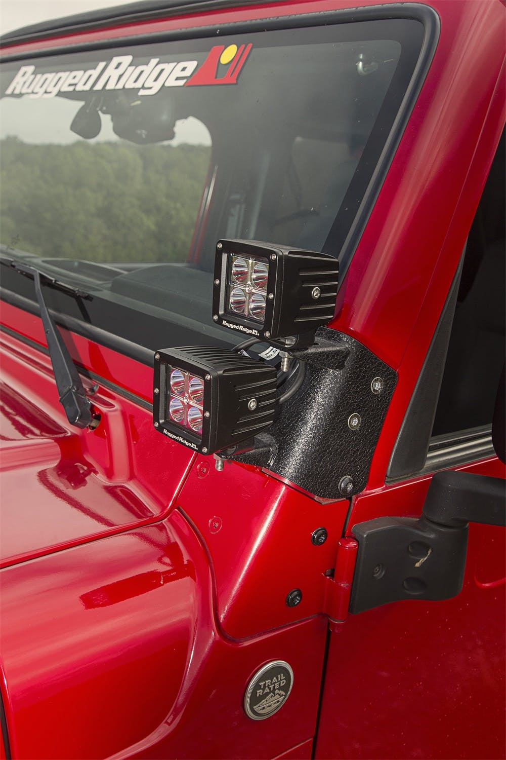 Rugged Ridge 11232.36 Dual A-Pillar Light Mount; 97-06 Jeep Wrangler TJ/LJ